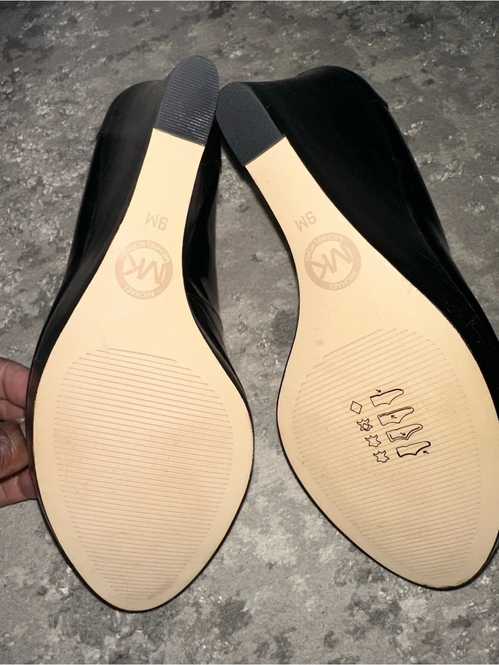 Michael Kors Women’s Black Leather Logo Slip-On Round Toe Wedge Heel Pumps 9M